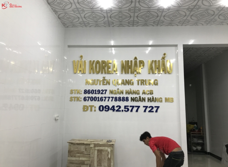 Chữ nổi inox - Vải nhập khẩu Korea Nguyễn Quang Trung