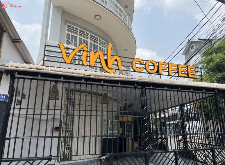 Chữ nổi đèn âm - Vinh Coffee