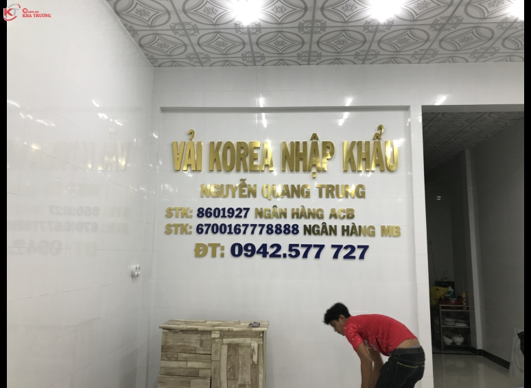 Chữ nổi inox - Vải nhập khẩu Korea Nguyễn Quang Trung